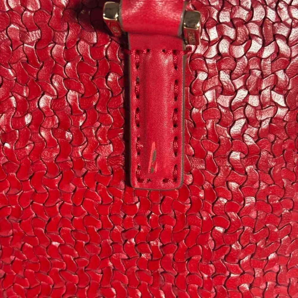 Anya Hindmarch Red Woven Leather Tote Bag Tassel A4 Work Bag Quiet Luxury Statem